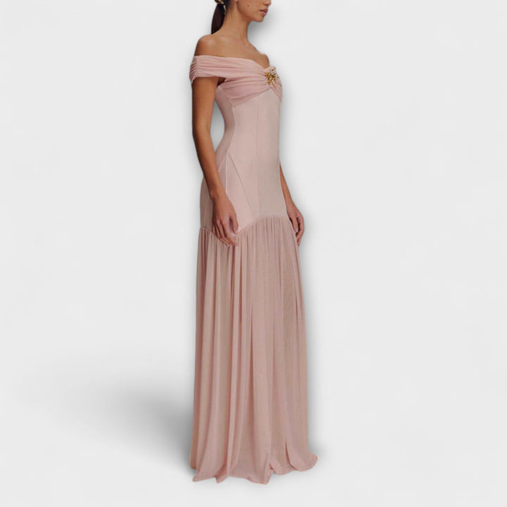 Maelie - Rosa trägerloses Bodycon-Maxikleid