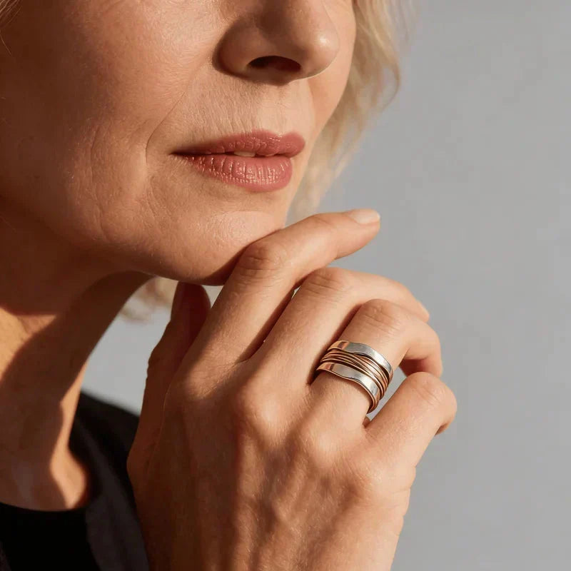 Gold & Silver Ring Róisín with Wire Wrap