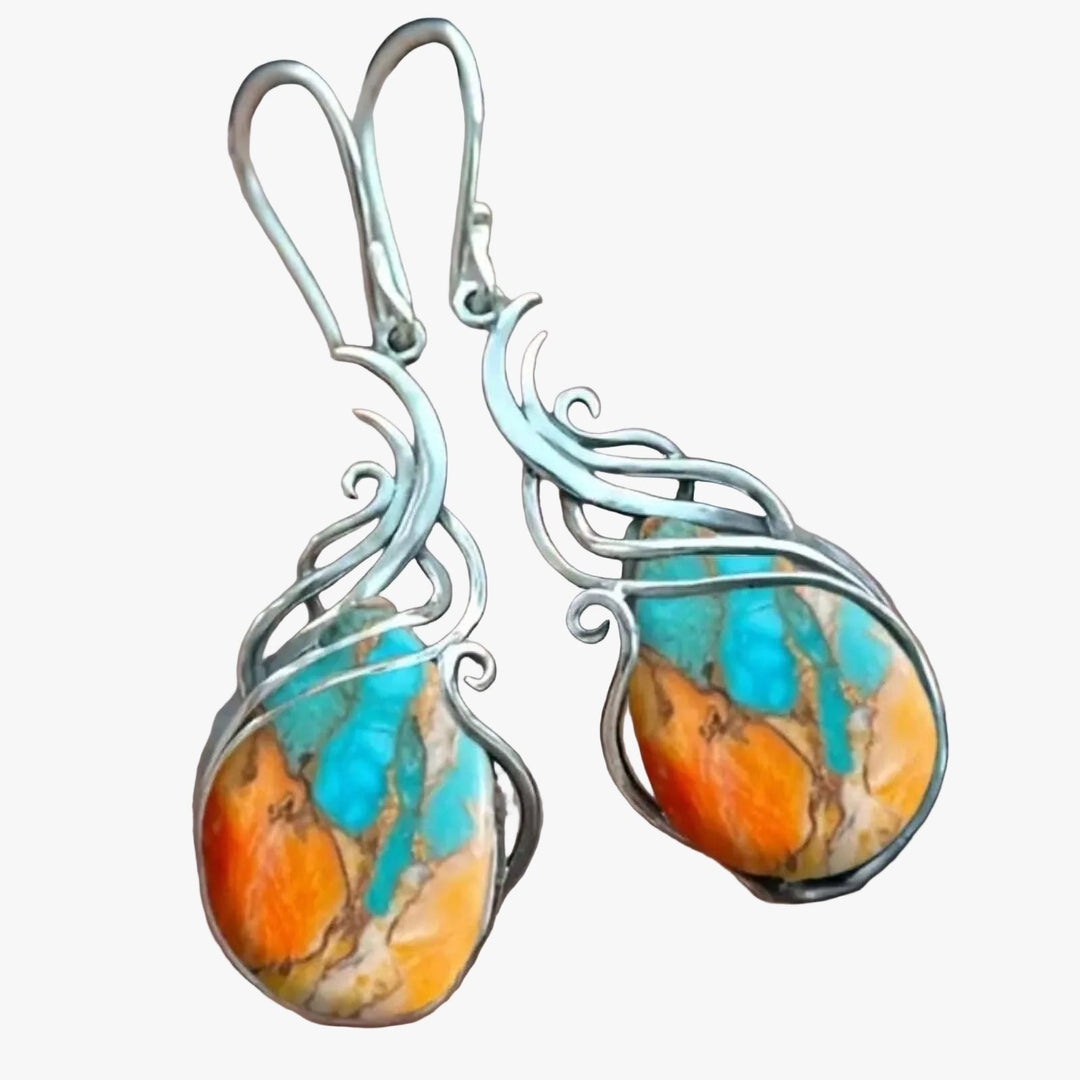 Silver Drop Earrings Órla with Turquoise