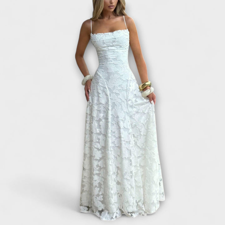 Emberly - Weisses Jacquard-Maxikleid