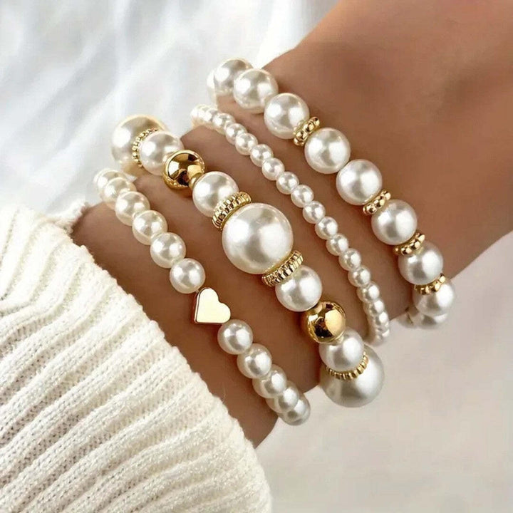 Pearl and Gold Beaded Bracelet Set Áine