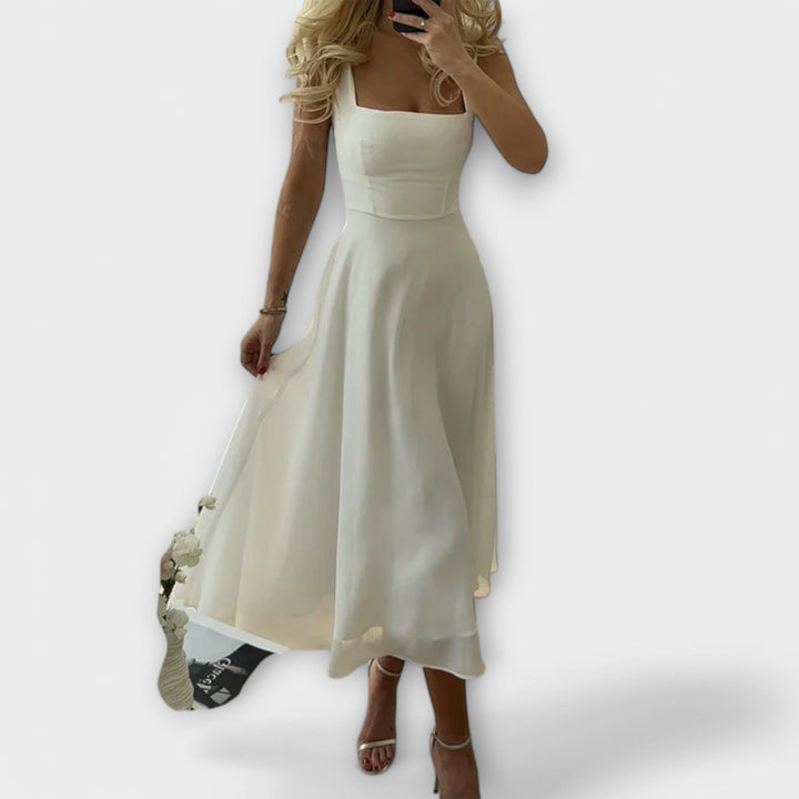 Elegantes cremefarbenes ärmelloses Kleid