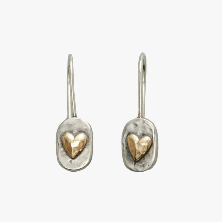 Gold & Silver Drop Earrings Maeve with Heart Motif