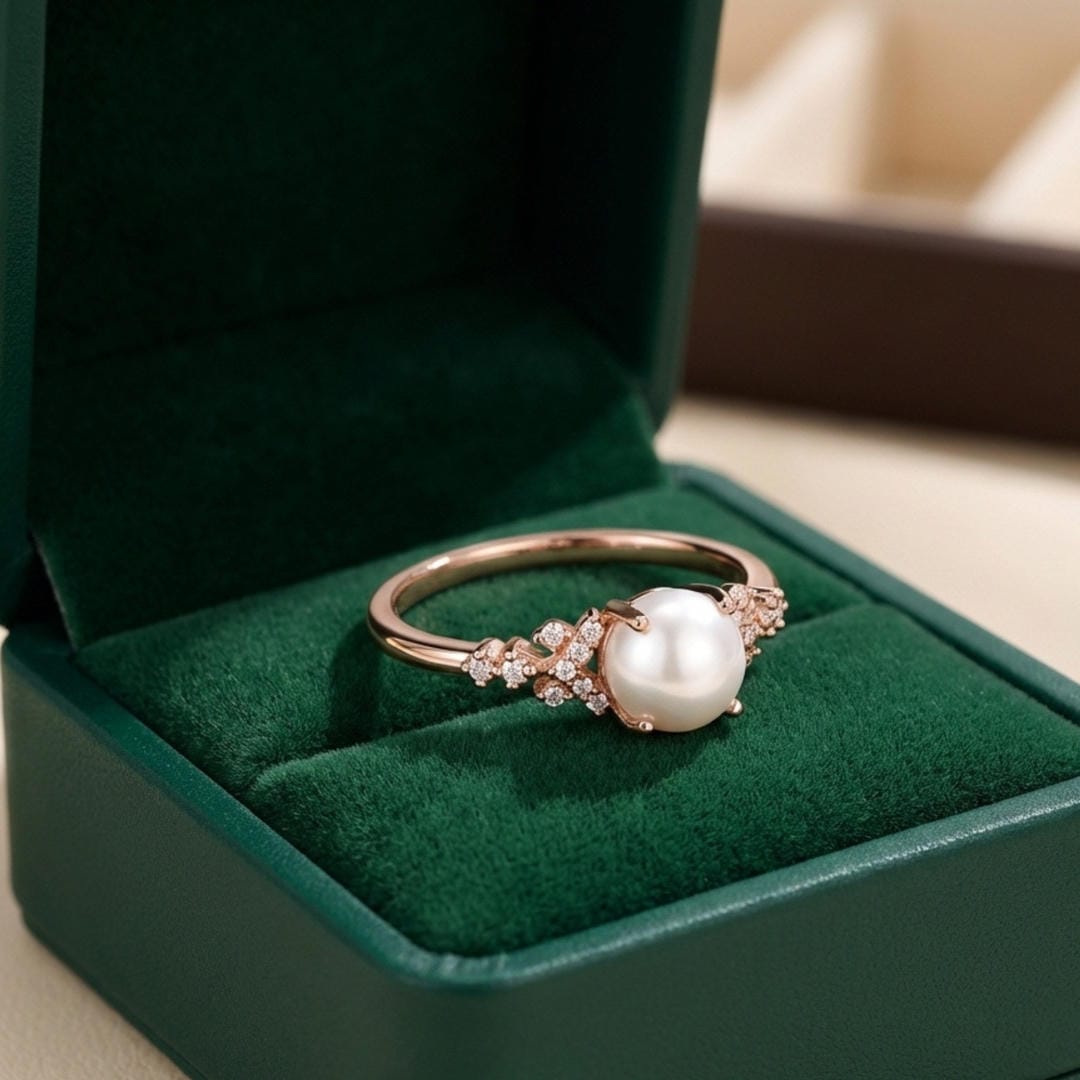 Rose Gold Ring Laoise with Pearl