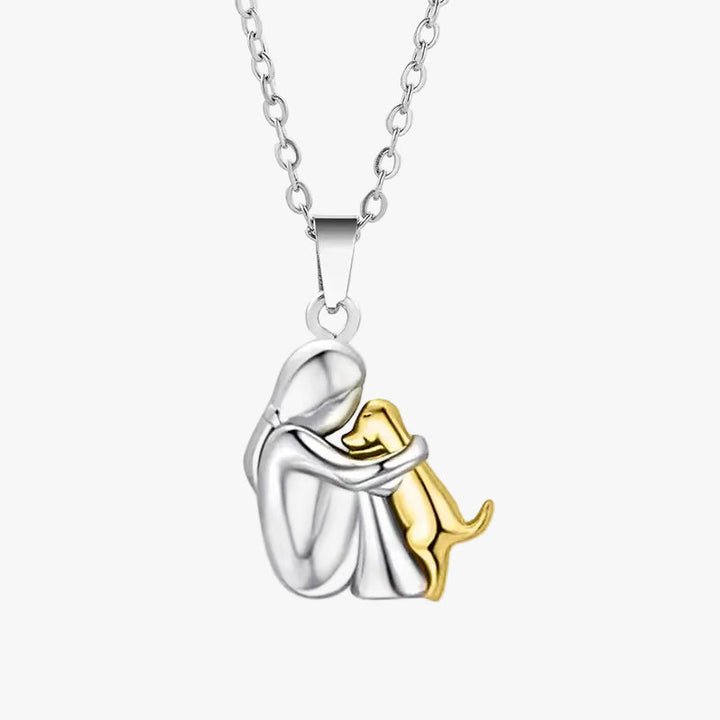 Gold & Silver Necklace Béibhinn with Woman and Dog
