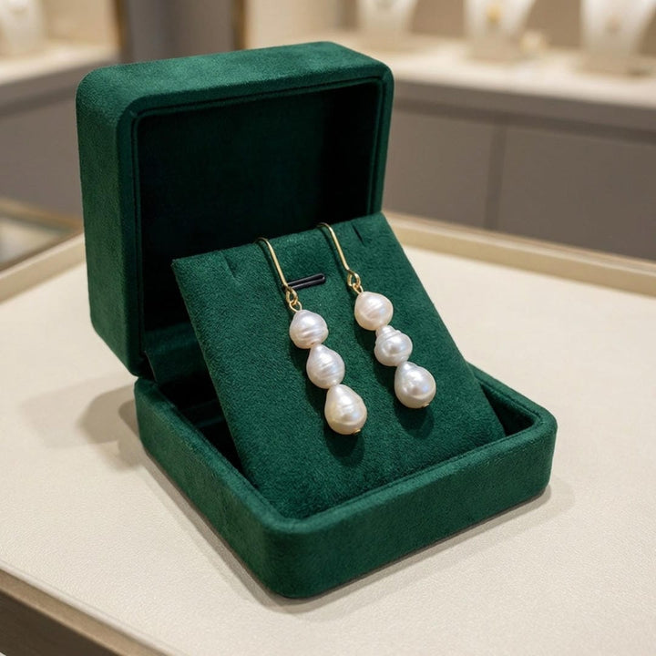 Gold Drop Earrings Laoise with Baroque Pearls