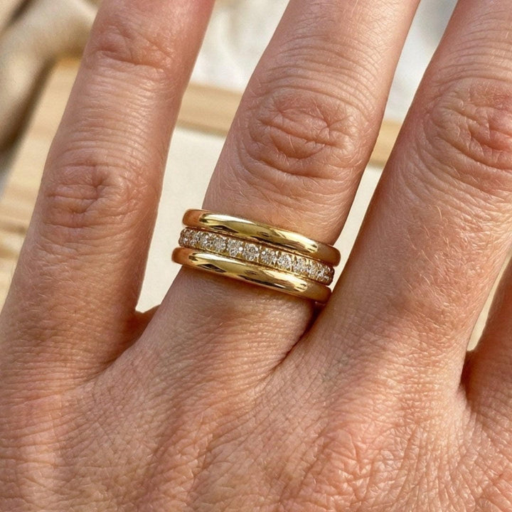 Gold Ring Set Galway with Crystals