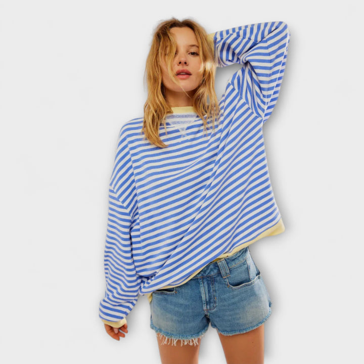 Marlene - Blau-weiss gestreifter Oversize-Pullover