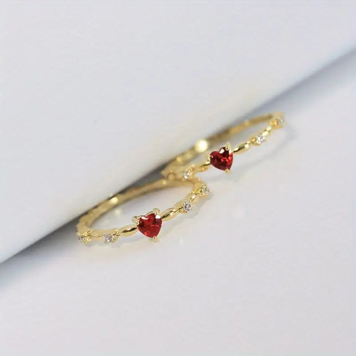 Gold Ring Aisling with Ruby Heart