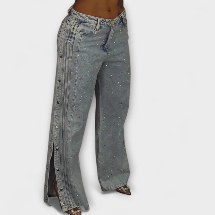 Brunhild - Strass-Hose mit Seitenschlitz