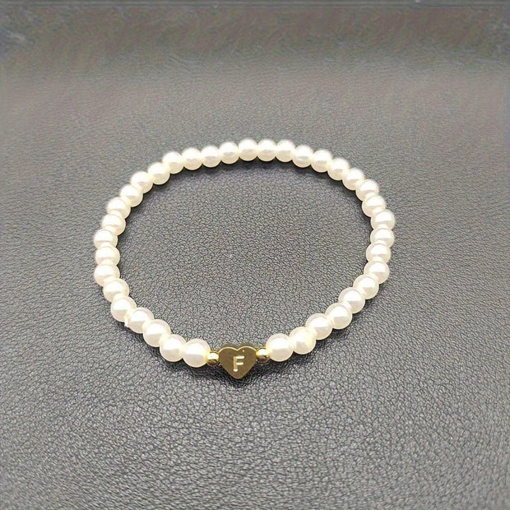 Pearl Beaded Bracelet Laoise with Heart Initial