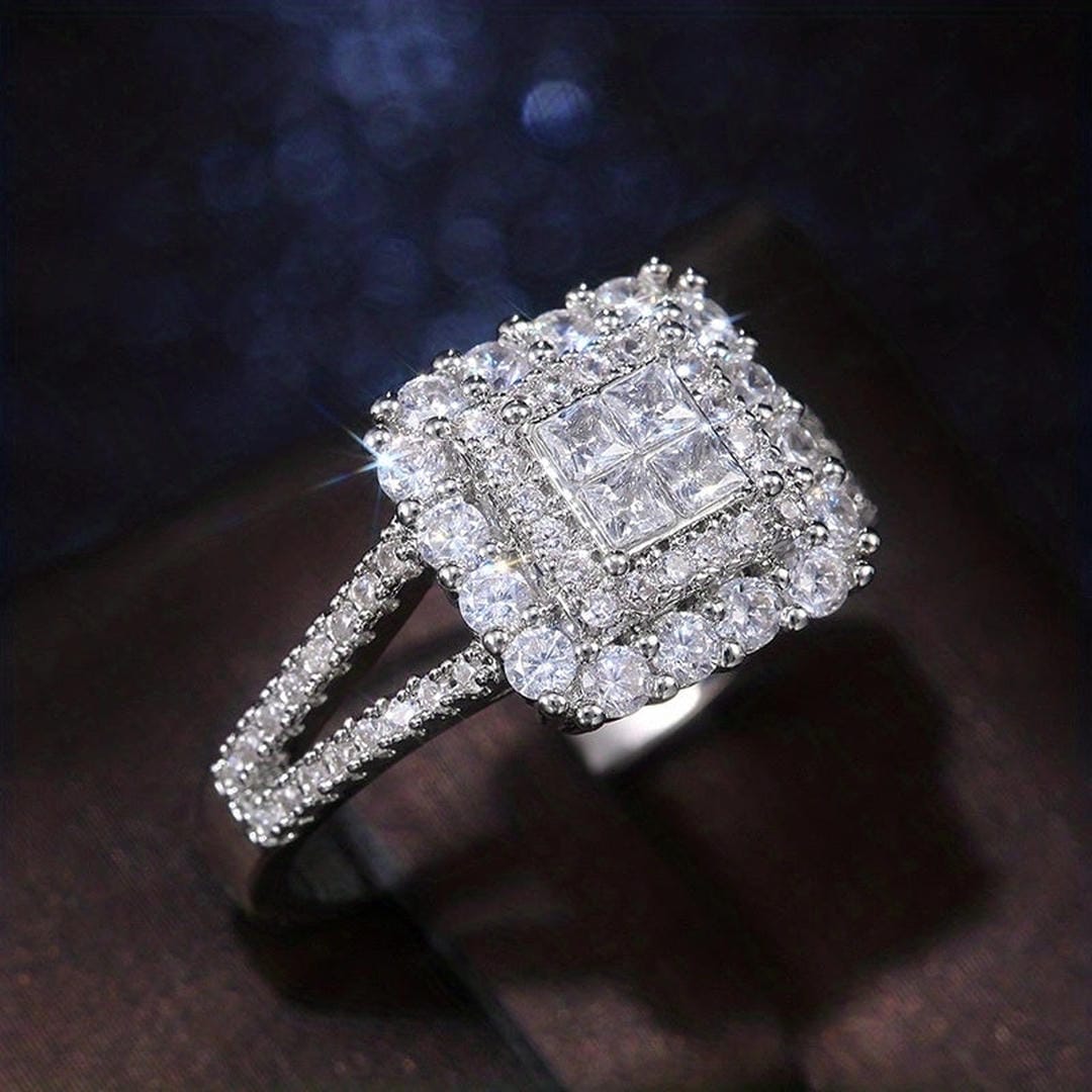 Silver Ring Róisín with Square Zirconia