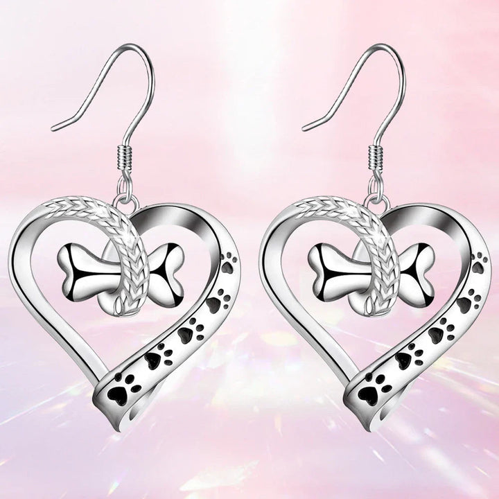 Silver Heart Necklace Set Aoife with Paw and Bone