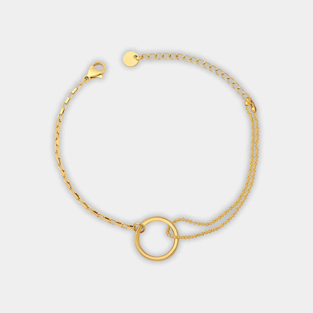 Gold Chain Bracelet Flora with Circle