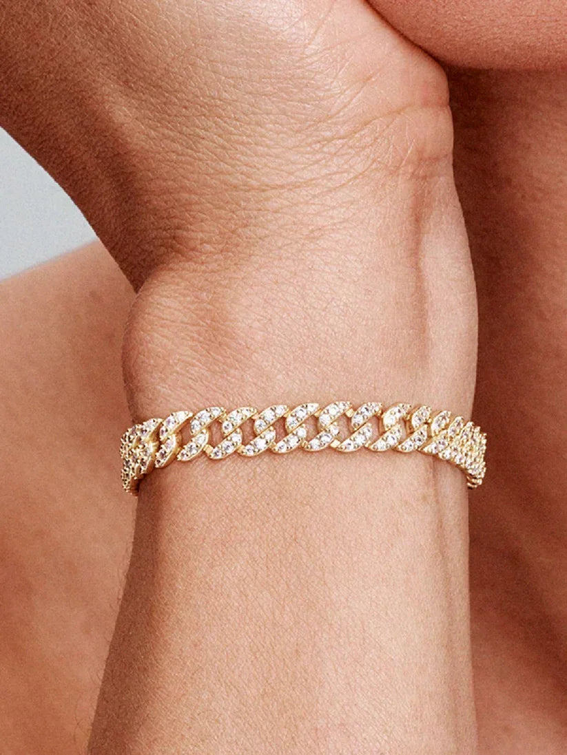 Silver Chain Bracelet Aoibhinn with Crystal Pavé