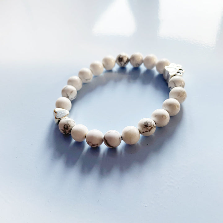 Natural Gemstone Bracelet with Paw & Heart Charm – Handcrafted Design