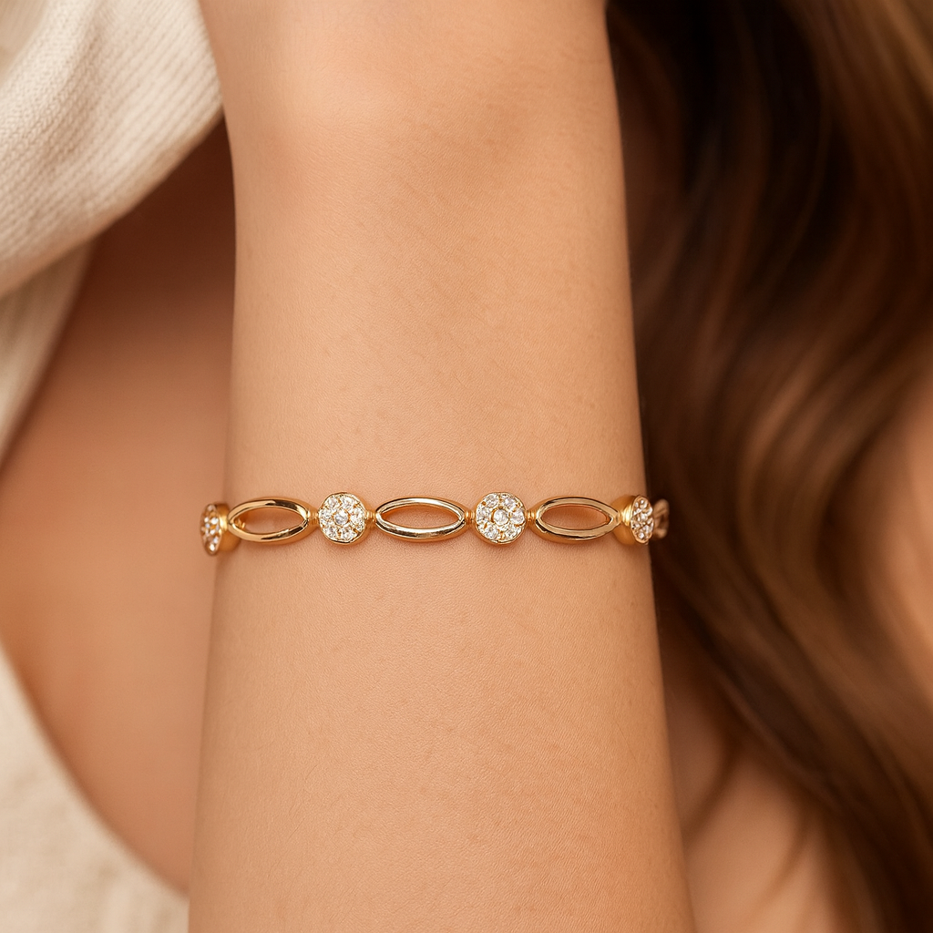 Gold Bangle Nuala with Crystals