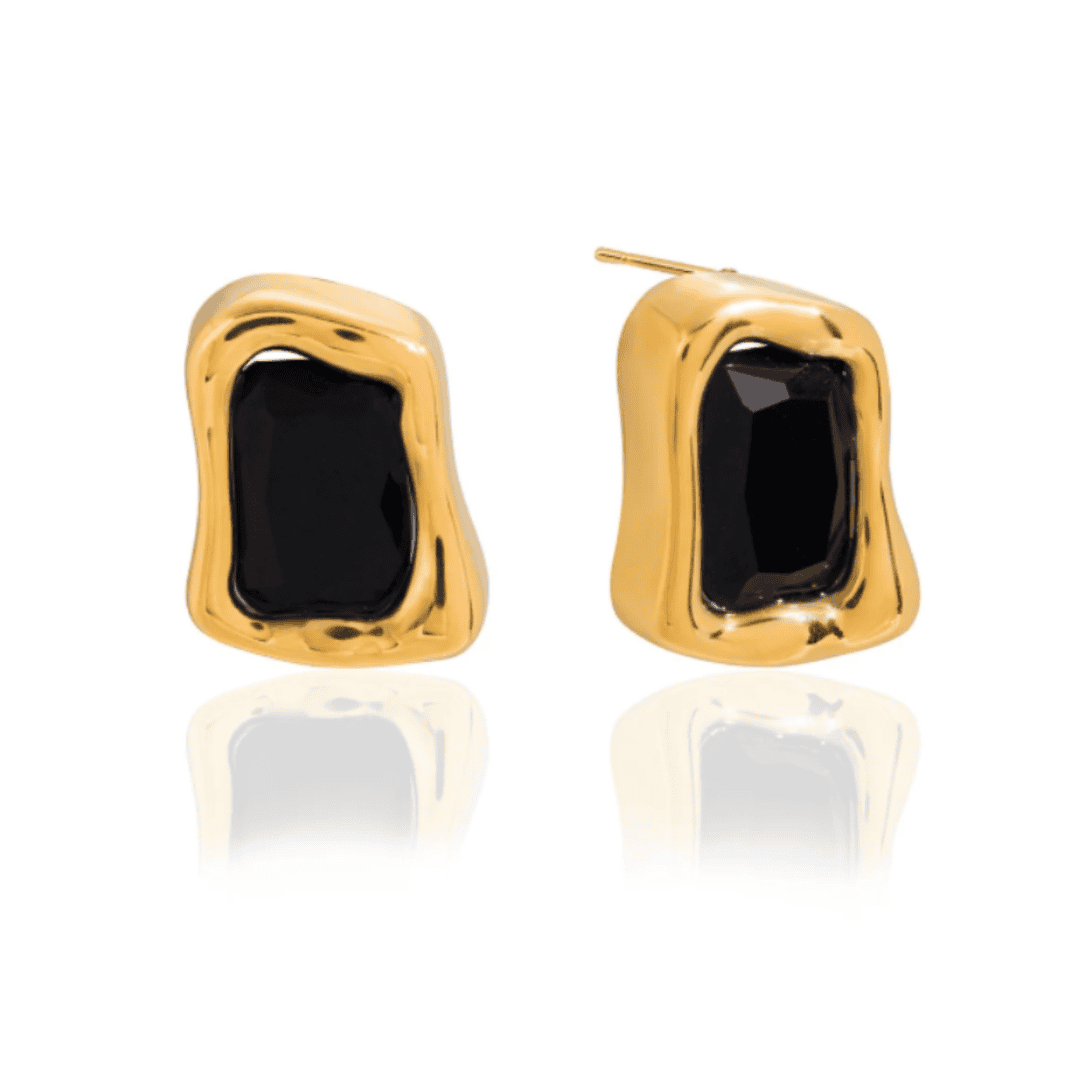 Gold Stud Earrings Clíona with Zirconia