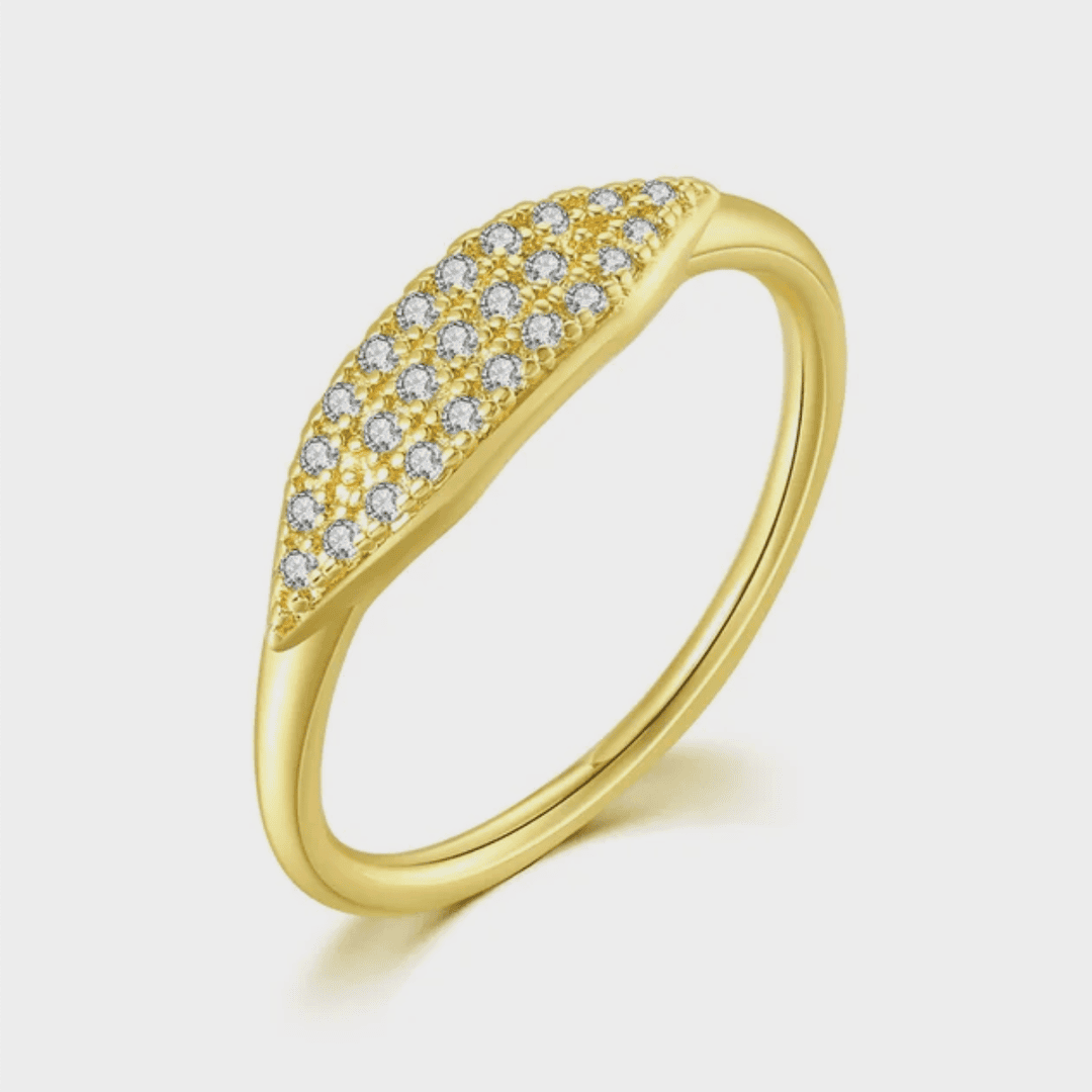 Gold Stacking Ring Caoimhe with Pavé Crystals