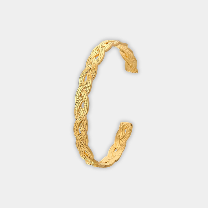 Gold Cuff Bracelet Éabha with Braid
