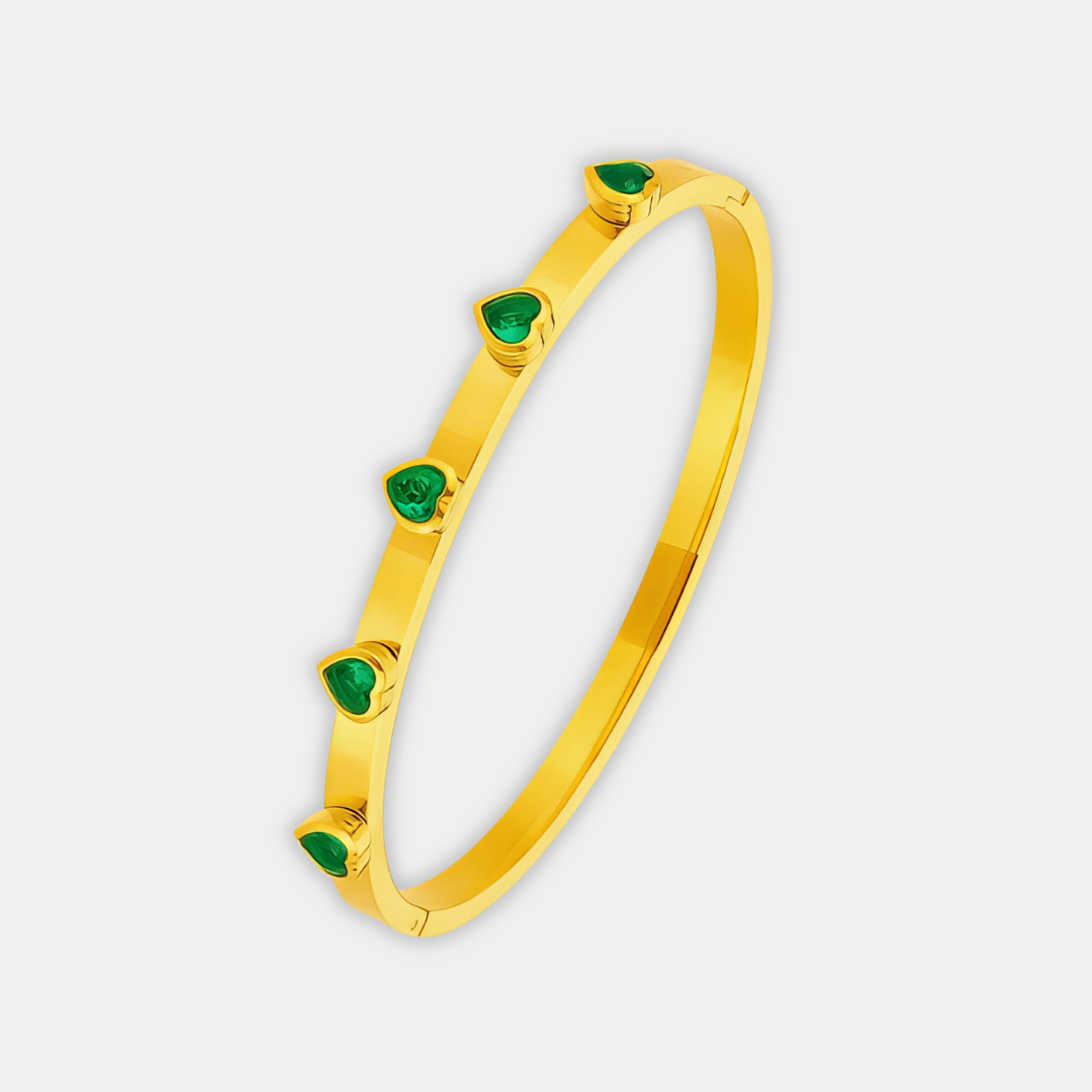 Gold Bangle Bracelet Clíodhna with Emerald