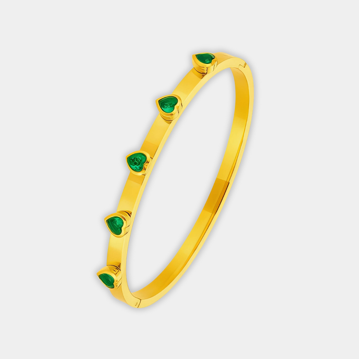 Gold Bangle Bracelet Clíodhna with Emerald