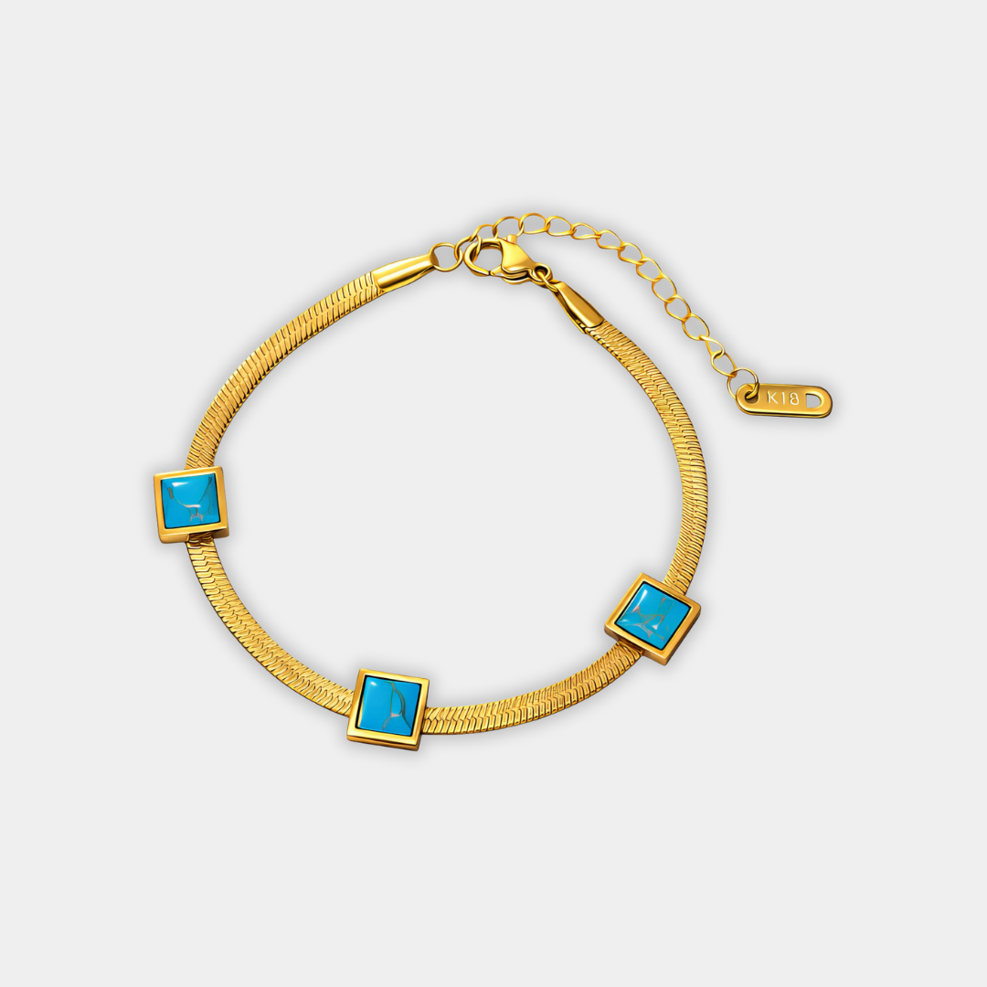 Gold Chain Bracelet Maeve with Turquoise