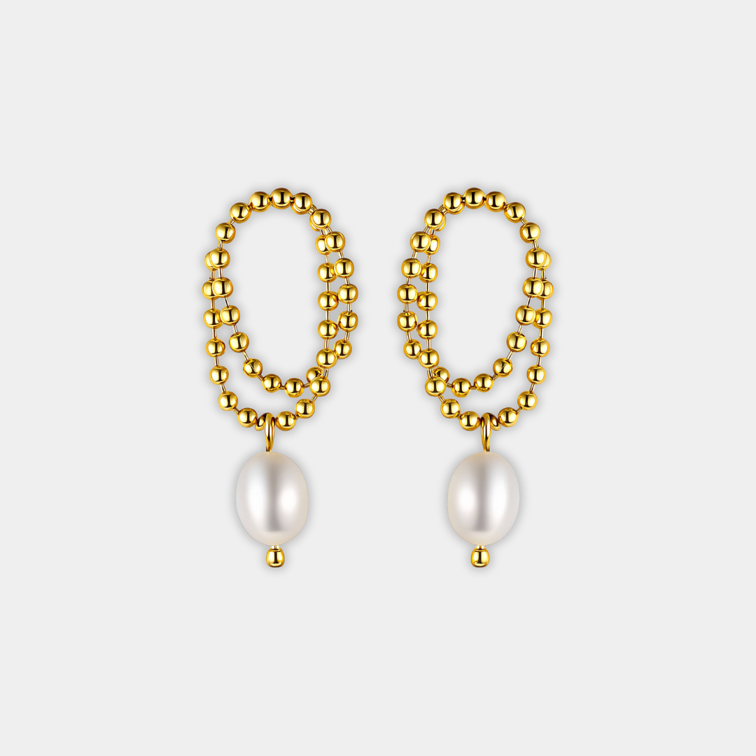 Gold Hoop Earrings Áine with Pearl