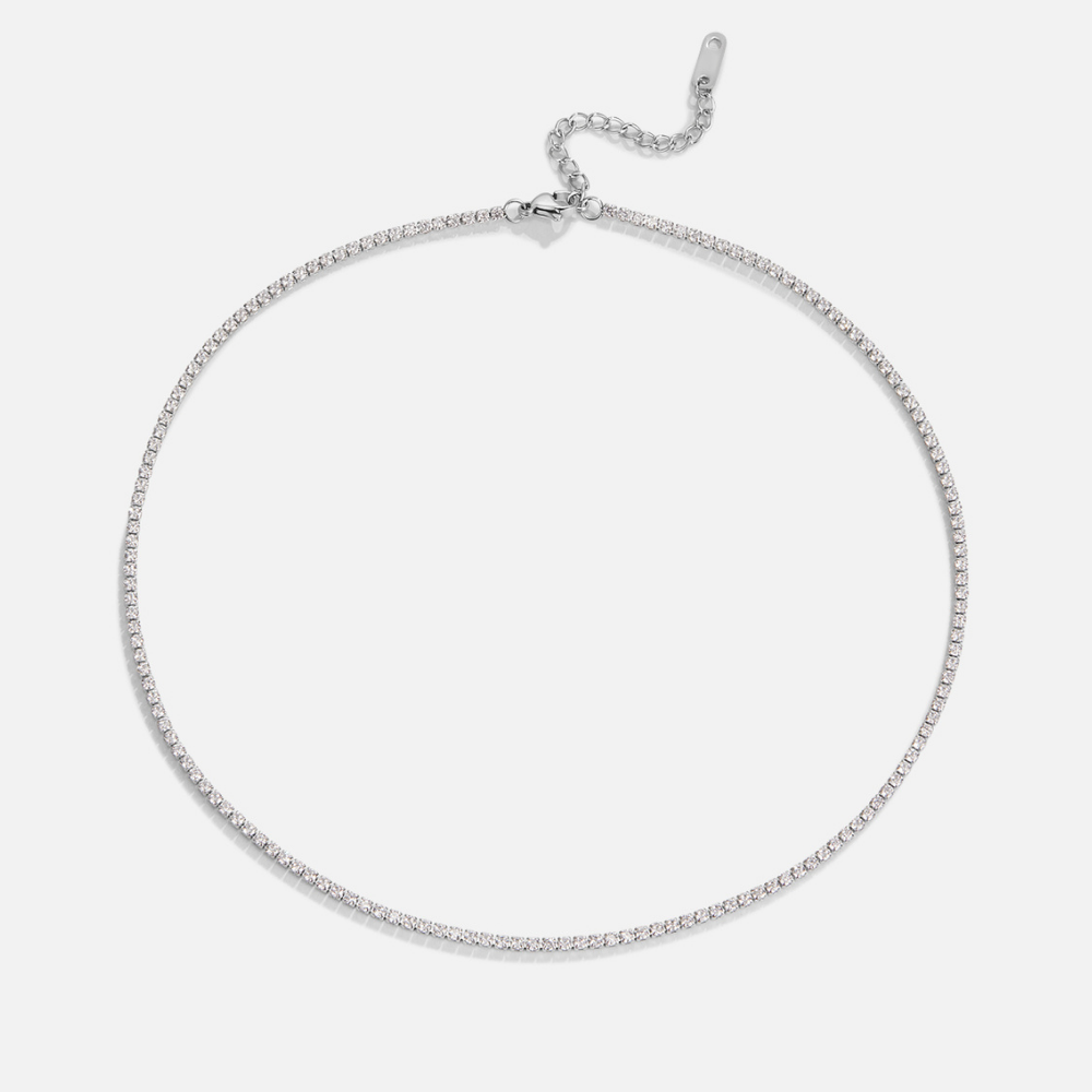 Silver Crystal Necklace Maeve with Zirconia