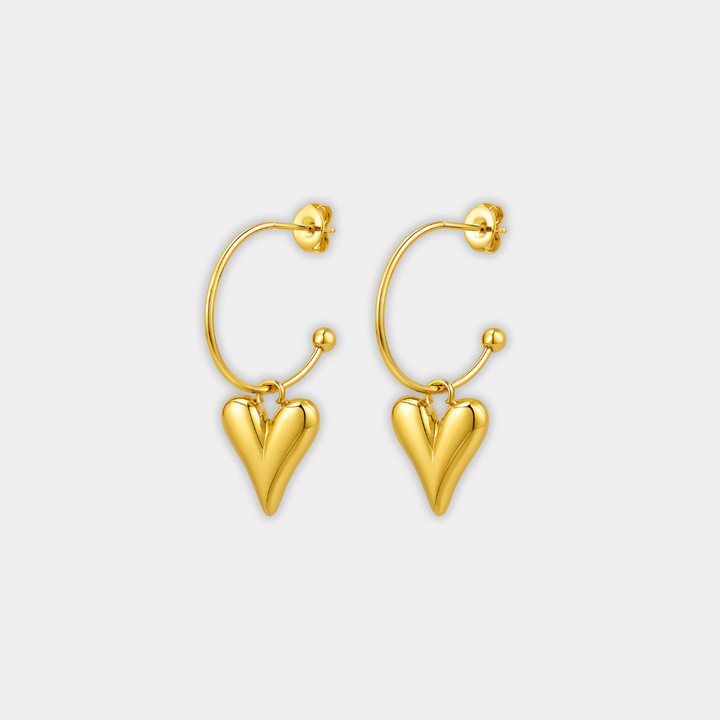 Gold Hoop Earrings Aisling with Heart
