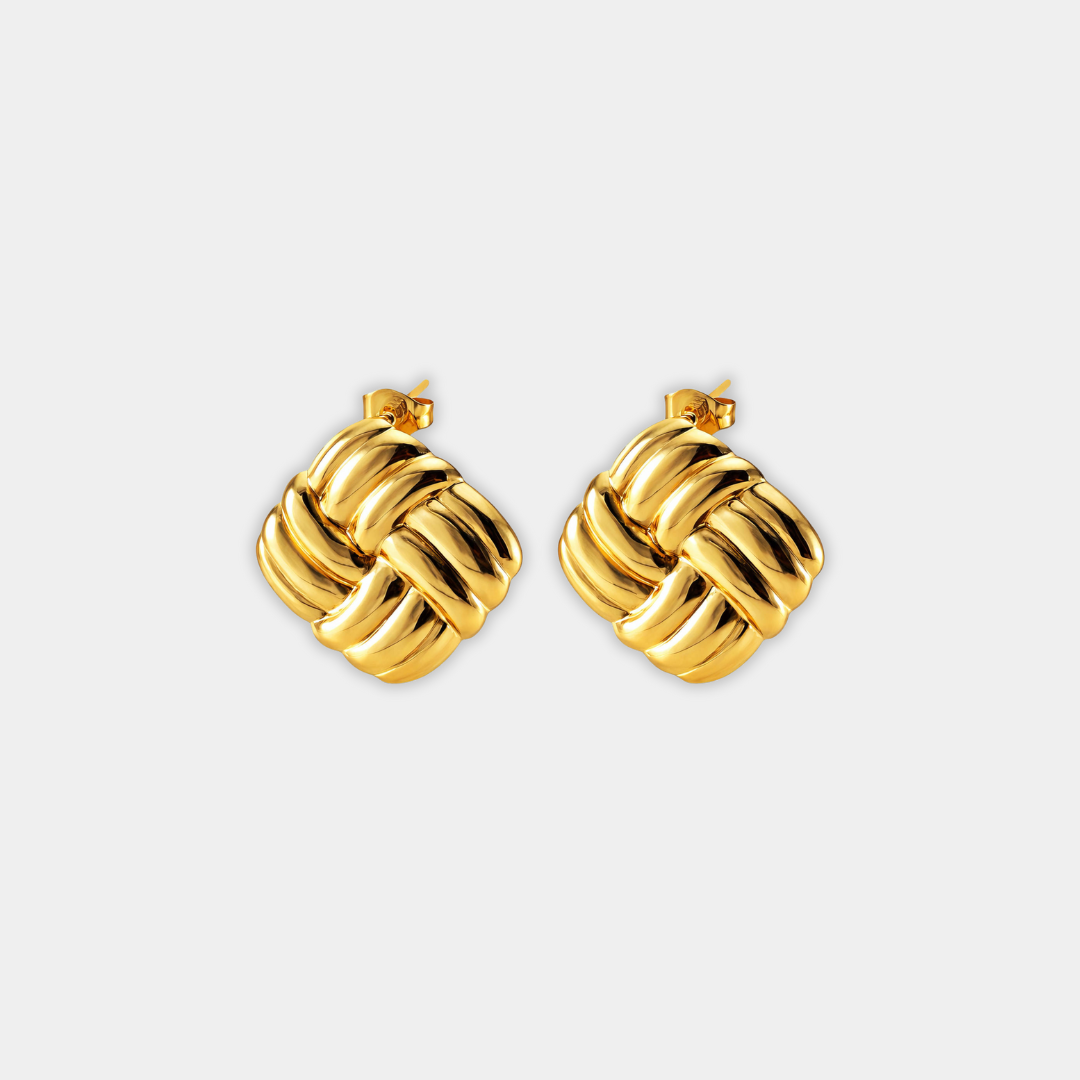 Gold Hoop Earrings Róisín with Woven Knot