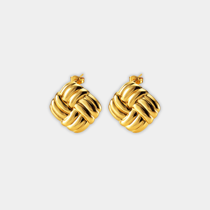 Gold Hoop Earrings Róisín with Woven Knot