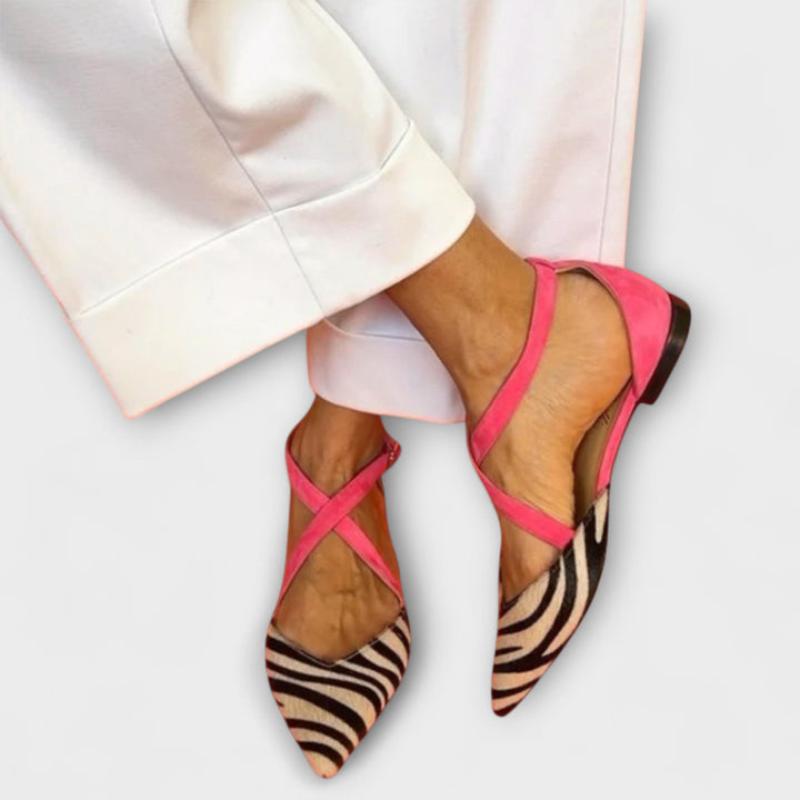 Friedlinde - Zebra-Ballerinas mit Riemen