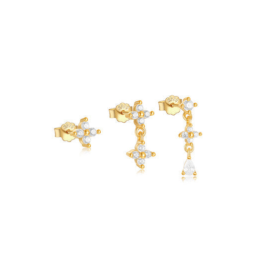Gold Stud Earrings Sorcha with Zirconia