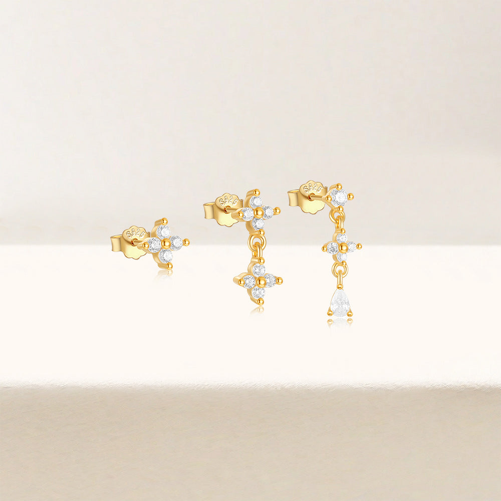 Gold Stud Earrings Sorcha with Zirconia