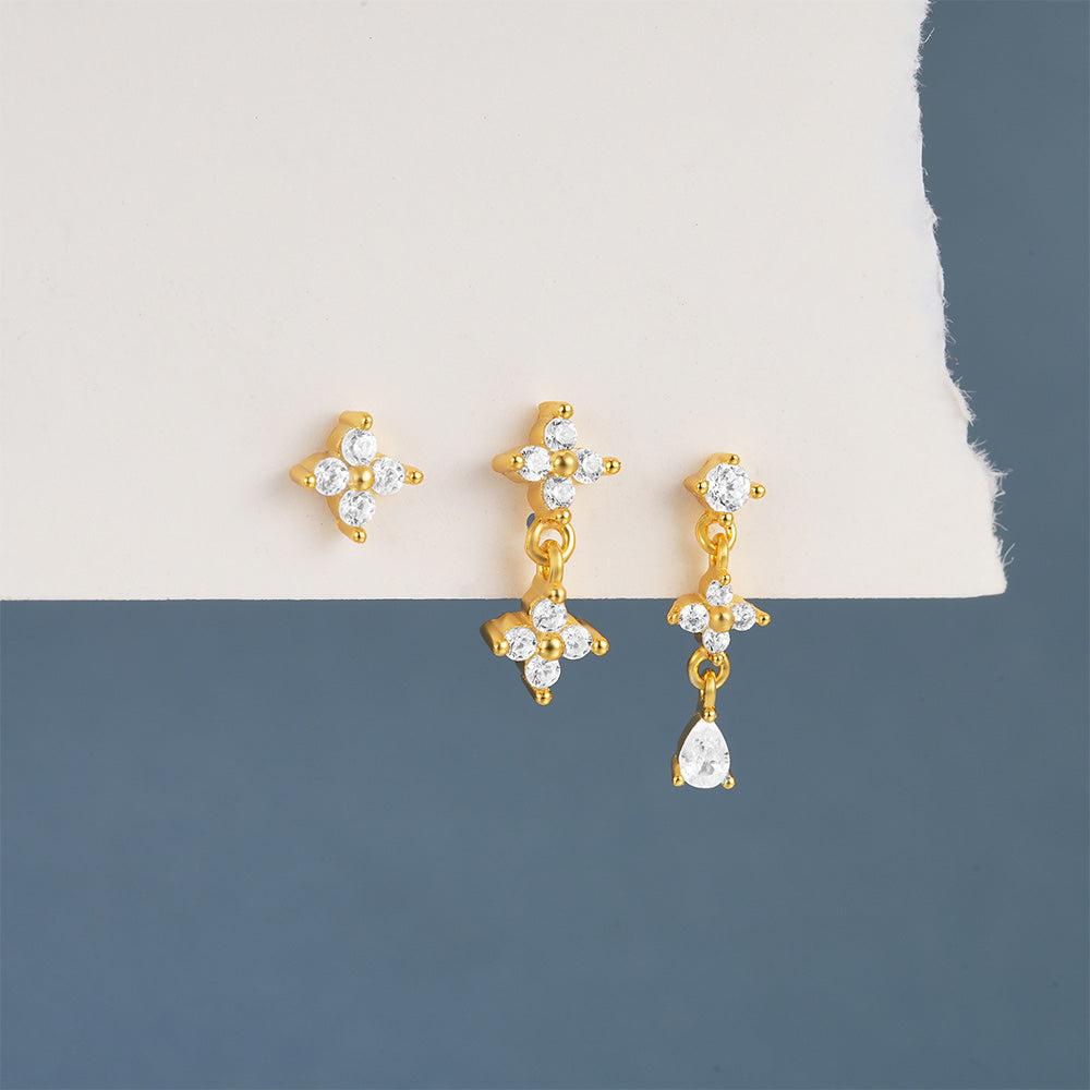 Gold Stud Earrings Sorcha with Zirconia