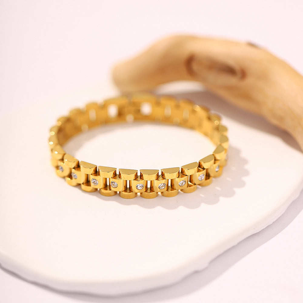 Gold Link Bracelet Aoife with Crystals