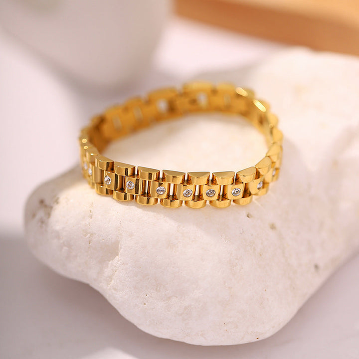 Gold Link Bracelet Aoife with Crystals