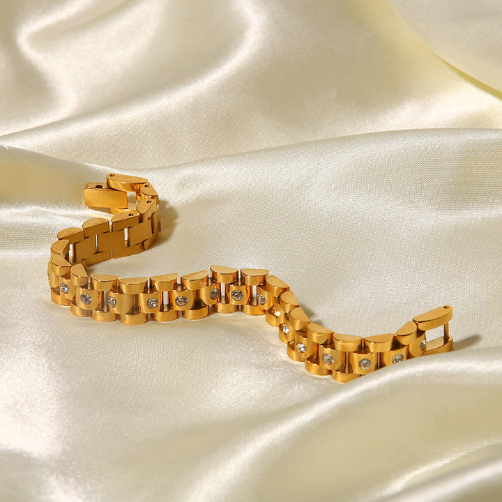 Gold Link Bracelet Aoife with Crystals