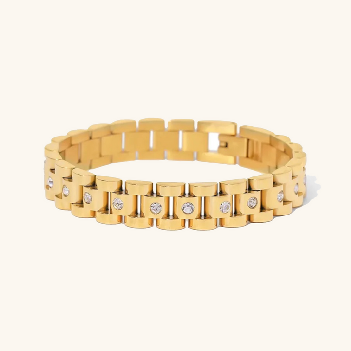 Gold Link Bracelet Aoife with Crystals