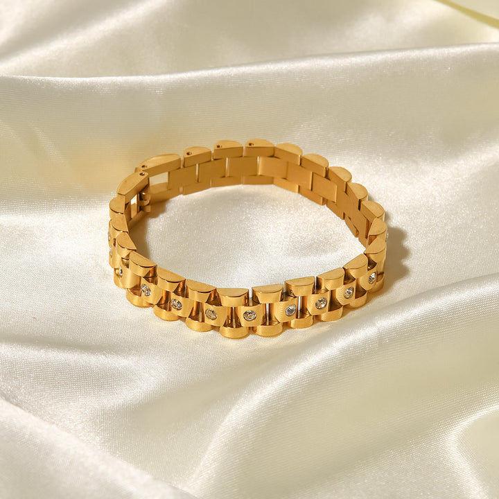 Gold Link Bracelet Aoife with Crystals
