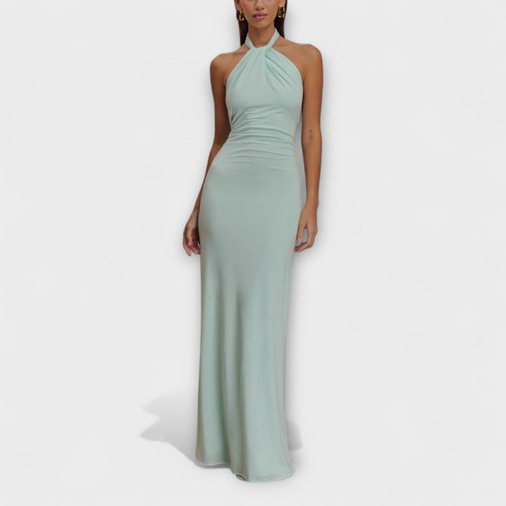 Lagune - Salbeigrünes Halter-Maxikleid