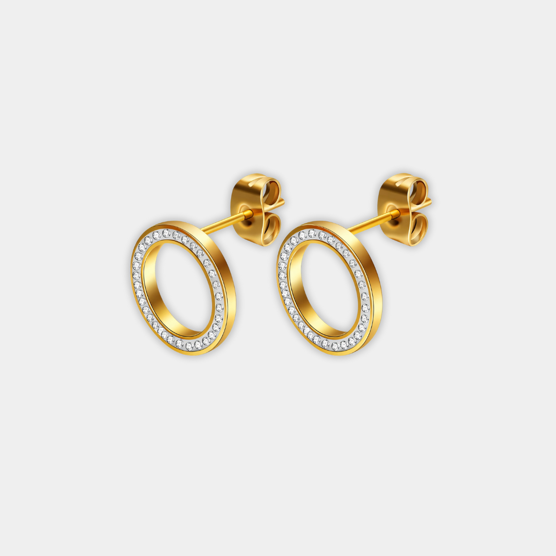 Gold Stud Earrings Méabh with Zirconia Circle