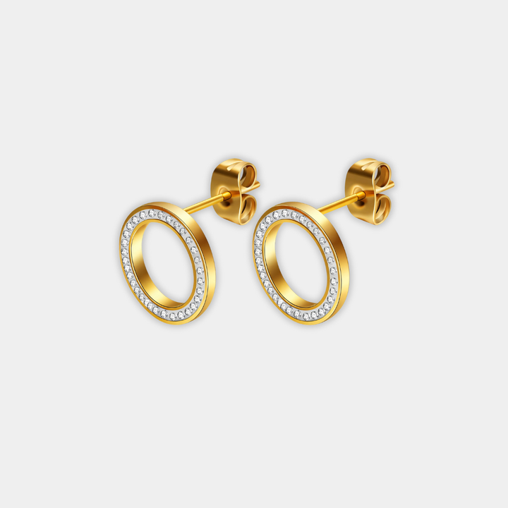 Gold Stud Earrings Méabh with Zirconia Circle