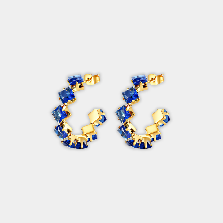 Gold Hoop Earrings Aoife with Sapphire