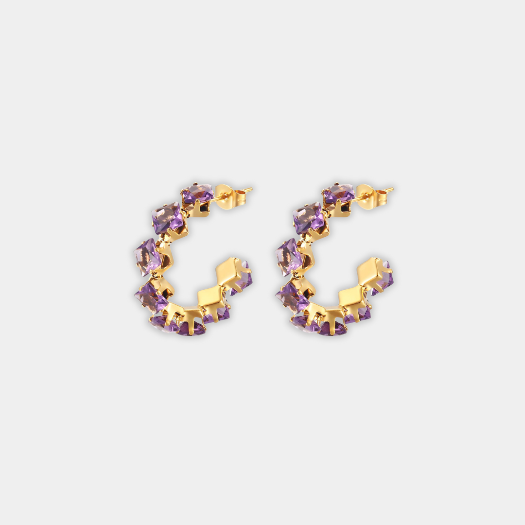 Gold Hoop Earrings Aoife with Sapphire