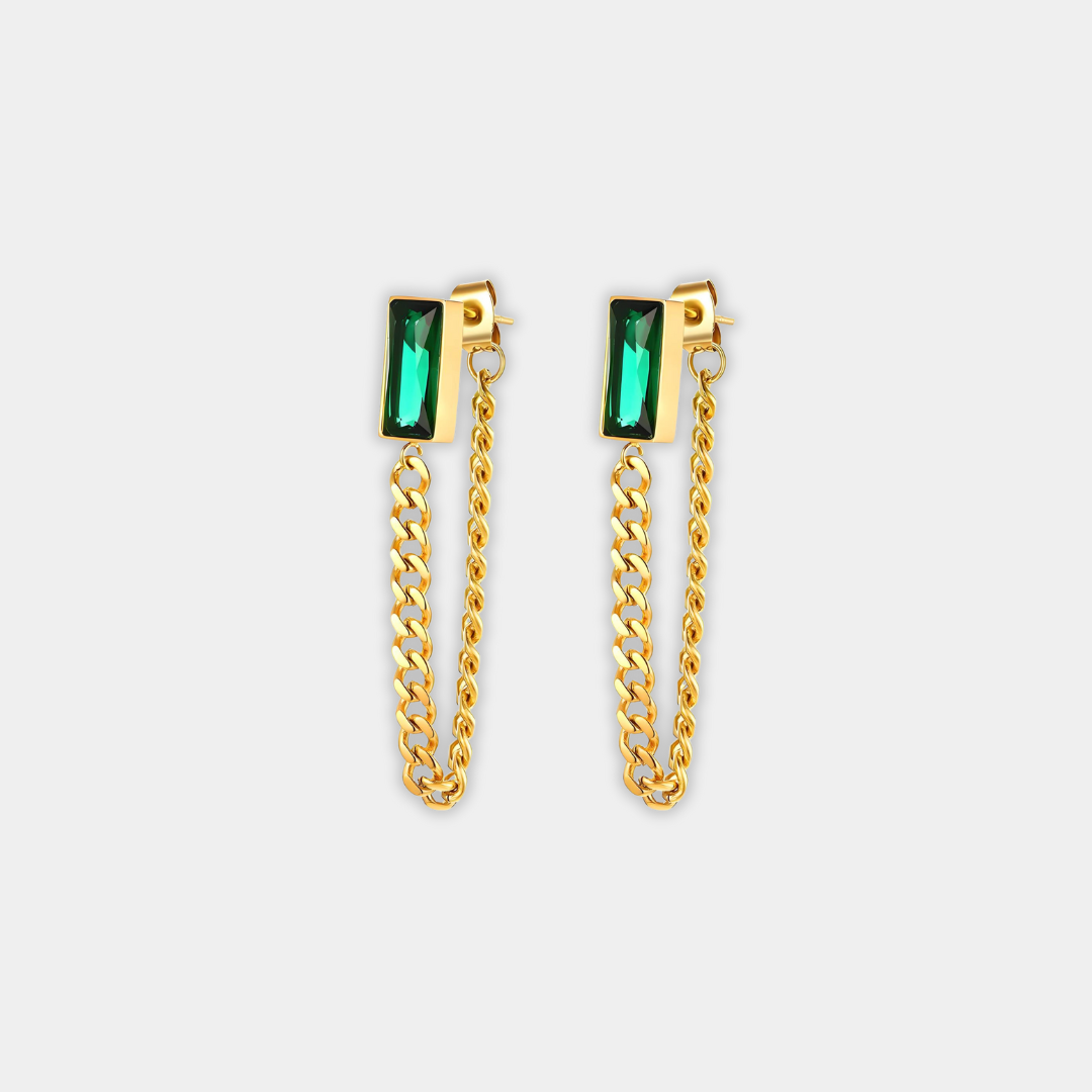 Gold Drop Earrings Clíona with Emerald