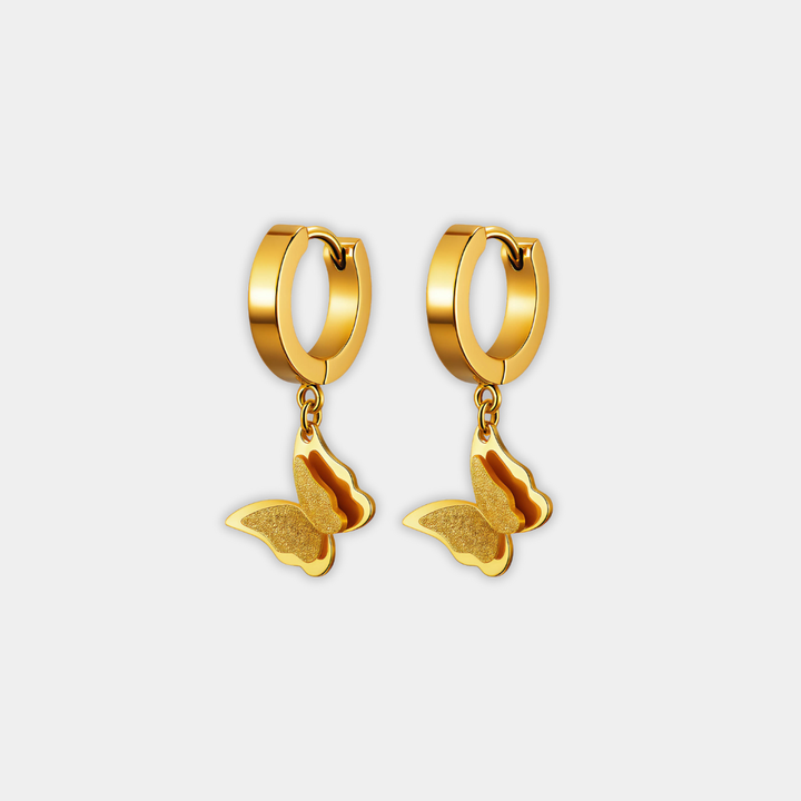 Gold Huggie Earrings Niamh with Butterfly