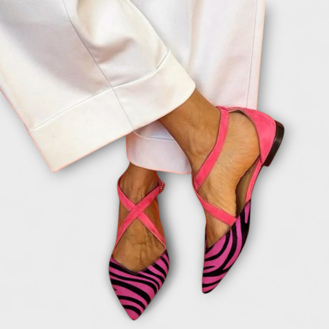 Friedlinde - Zebra-Ballerinas mit Riemen