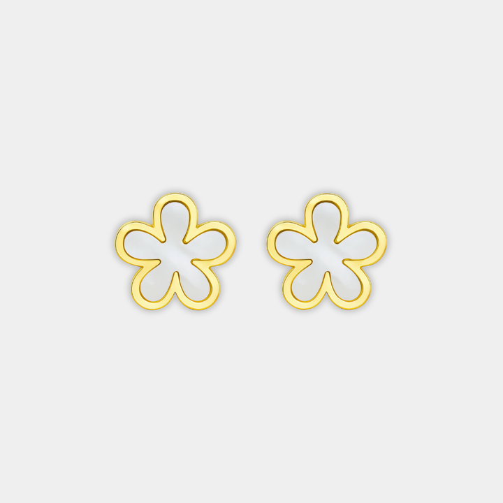 Gold Stud Earrings Éabha with Flower